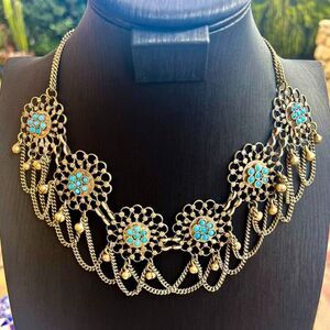 Vintage Middle Eastern Ethnic Belly Dance Festoon Medallion Necklace